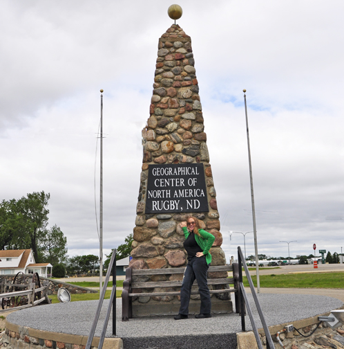 Karen Duquette at the Geographical Center of North America